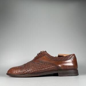 Mezlan Salinas Men's Size 9 Brown Croc Woven Leather Oxford Dress Shoes Lace Up